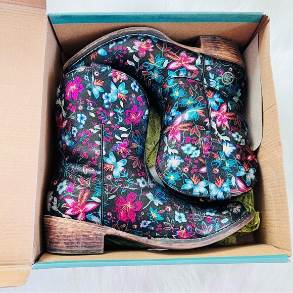 Roper Ingrid Multicolor Floral Ankle Boots in Black Size 8 - Picture 12 of 15